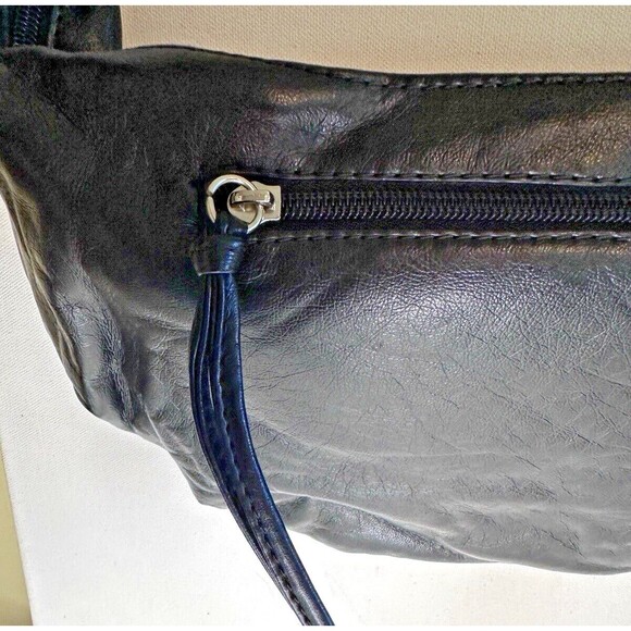 Vegan Leather Black Banana Shoulder Hobo Bag Chain Handle 14x7 - Picture 3 of 10